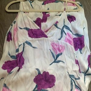 White with purple flowers maxi dress